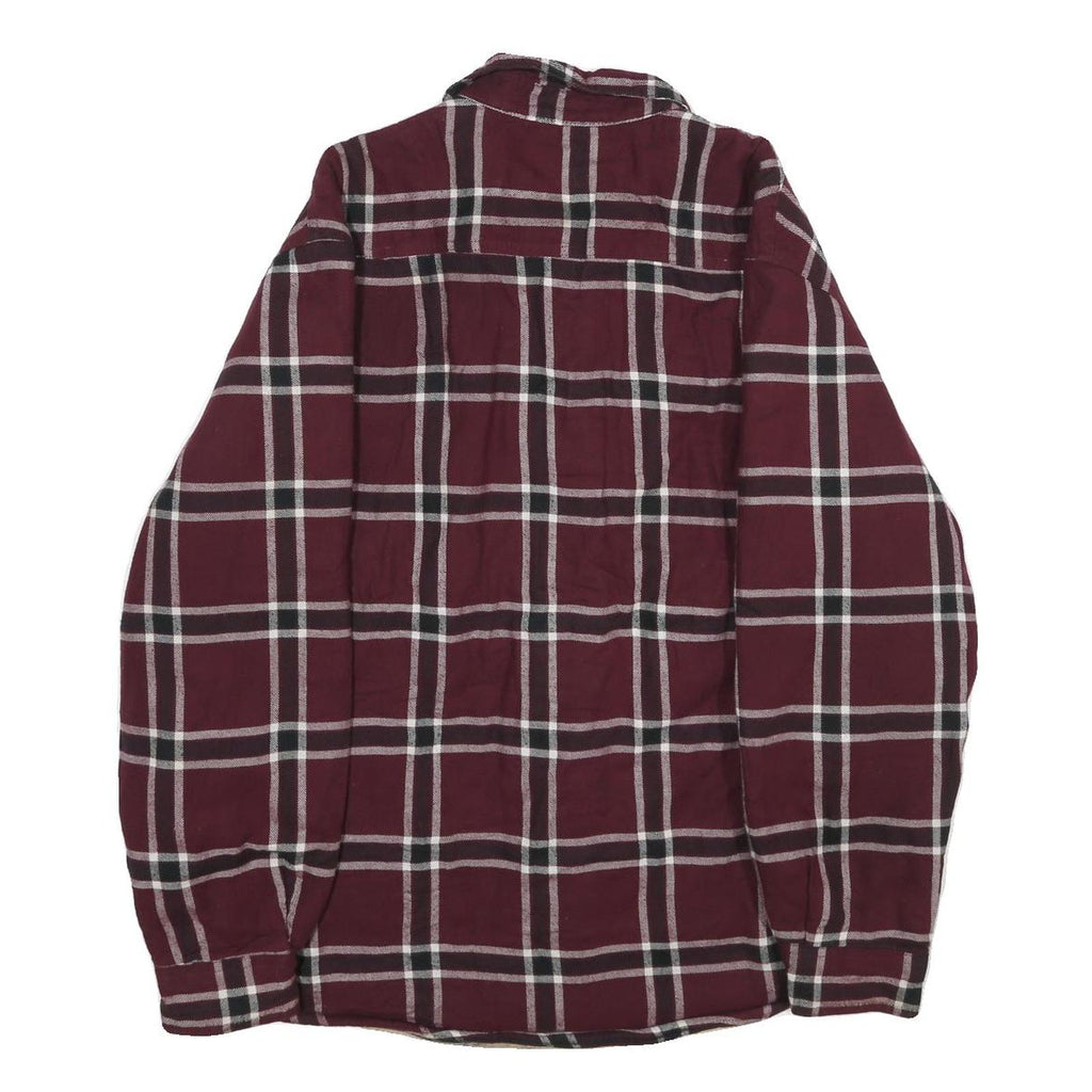 WRANGLER Mens Maroon & White Check Cotton Blend Button Jacket L Flannel
