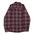 WRANGLER Mens Maroon & White Check Cotton Blend Button Jacket L Flannel