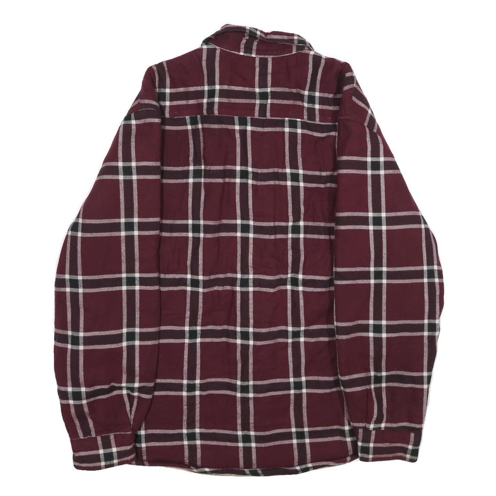 WRANGLER Mens Maroon & White Check Cotton Blend Button Jacket L Flannel