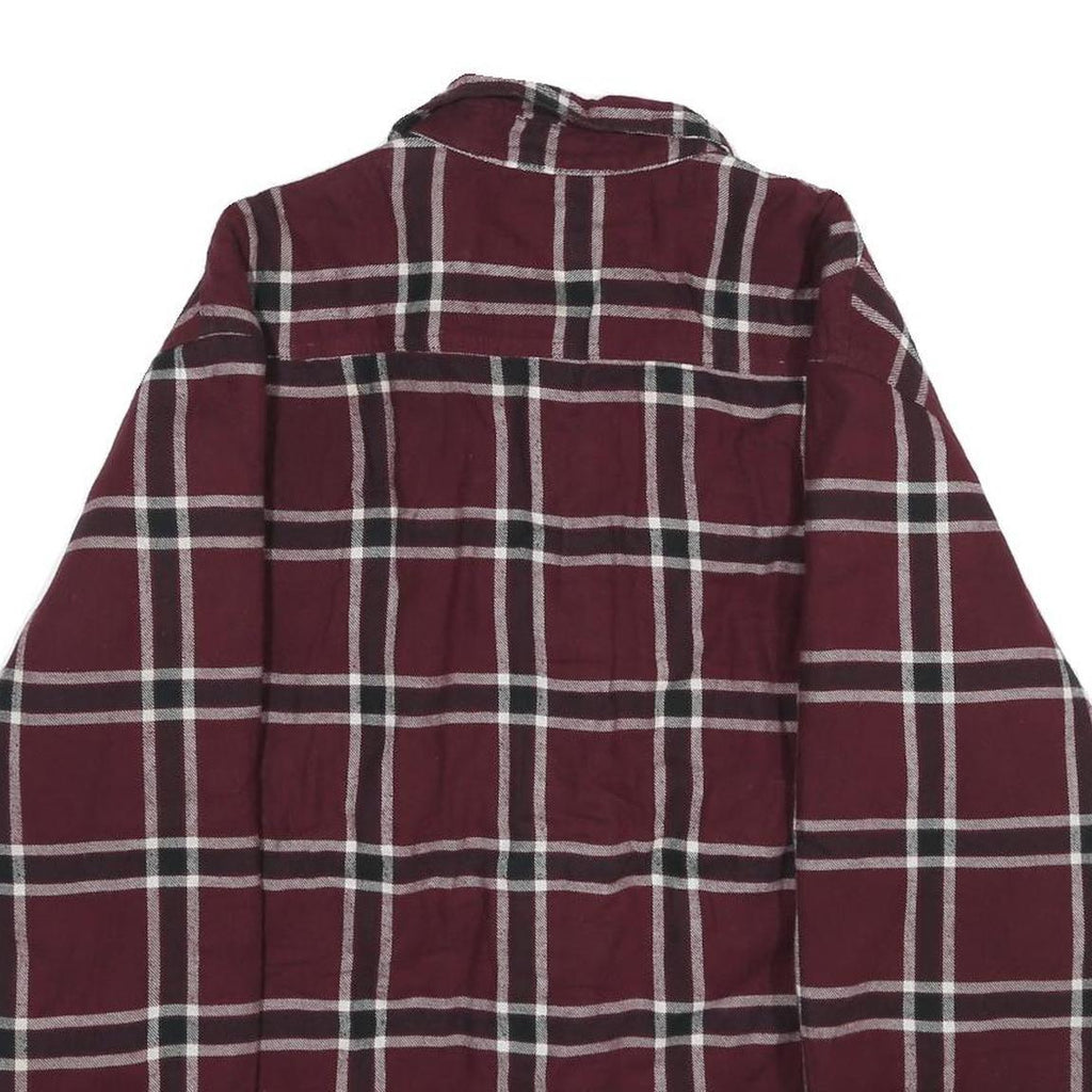 WRANGLER Mens Maroon & White Check Cotton Blend Button Jacket L Flannel