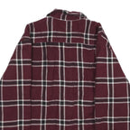 WRANGLER Mens Maroon & White Check Cotton Blend Button Jacket L Flannel