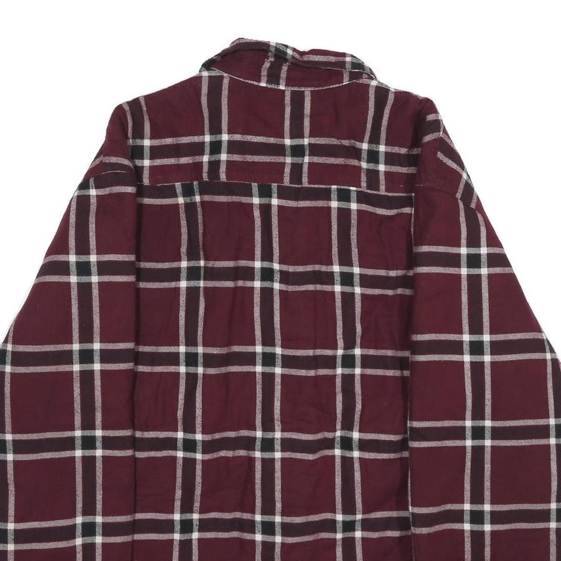 WRANGLER Mens Maroon & White Check Cotton Blend Button Jacket L Flannel