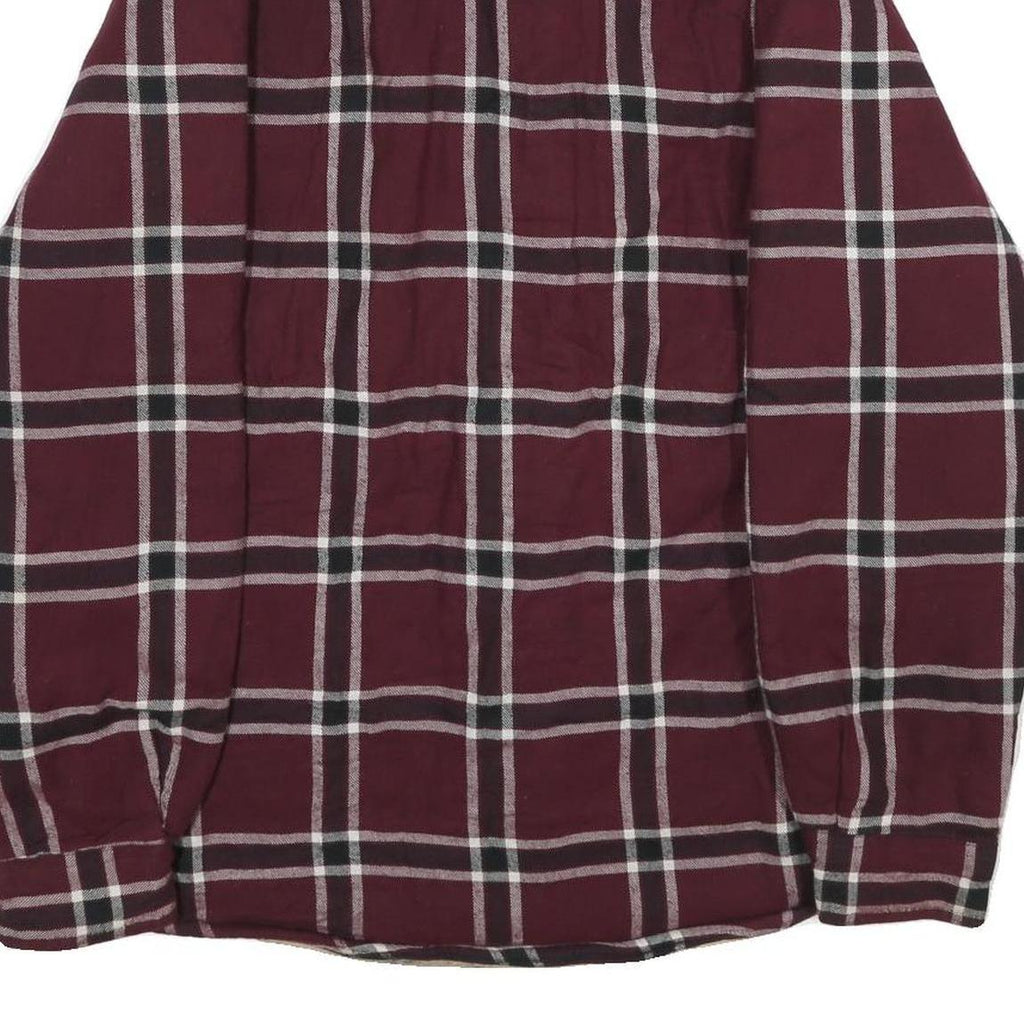 WRANGLER Mens Maroon & White Check Cotton Blend Button Jacket L Flannel