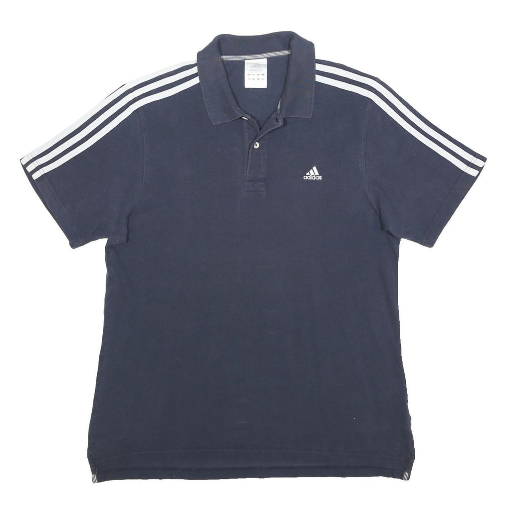ADIDAS Mens Navy Blue Polo Shirt L Cotton Short Sleeve Classic Sportswear