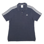 ADIDAS Mens Navy Blue Polo Shirt L Cotton Short Sleeve Classic Sportswear