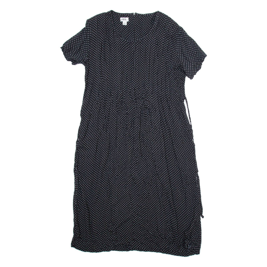 JBS Womens Day Dress Black Spotted Short Sleeve Midi UK 12