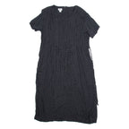 JBS Womens Day Dress Black Spotted Short Sleeve Midi UK 12