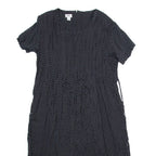 JBS Womens Day Dress Black Spotted Short Sleeve Midi UK 12