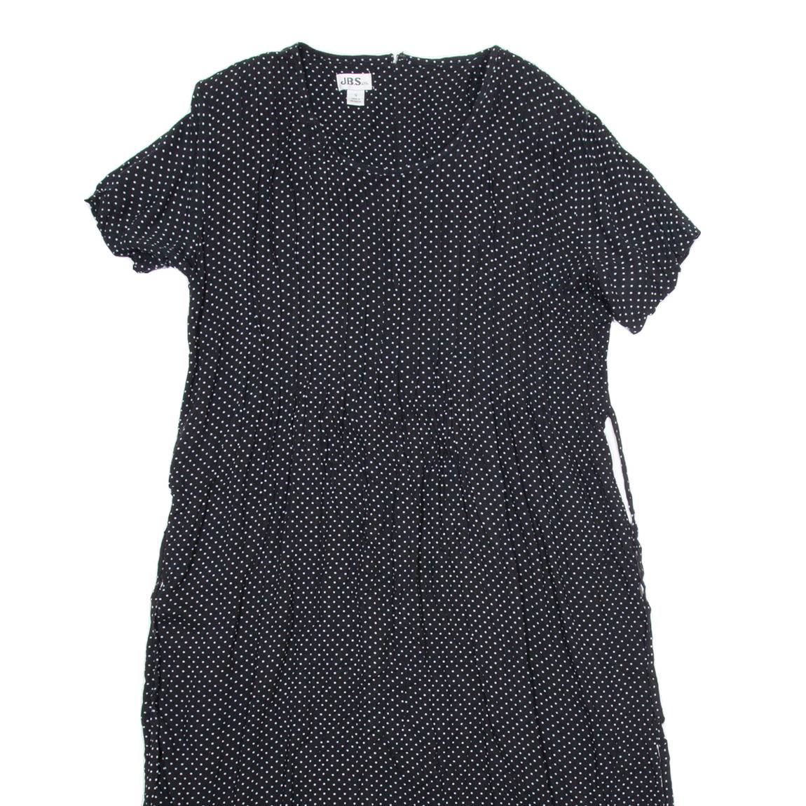 JBS Womens Day Dress Black Spotted Short Sleeve Midi UK 12