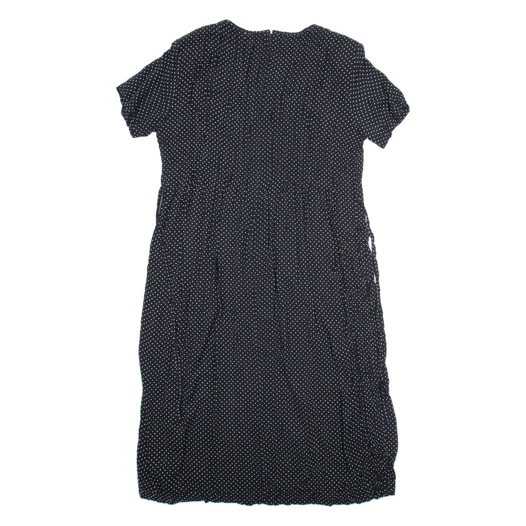 JBS Womens Day Dress Black Spotted Short Sleeve Midi UK 12