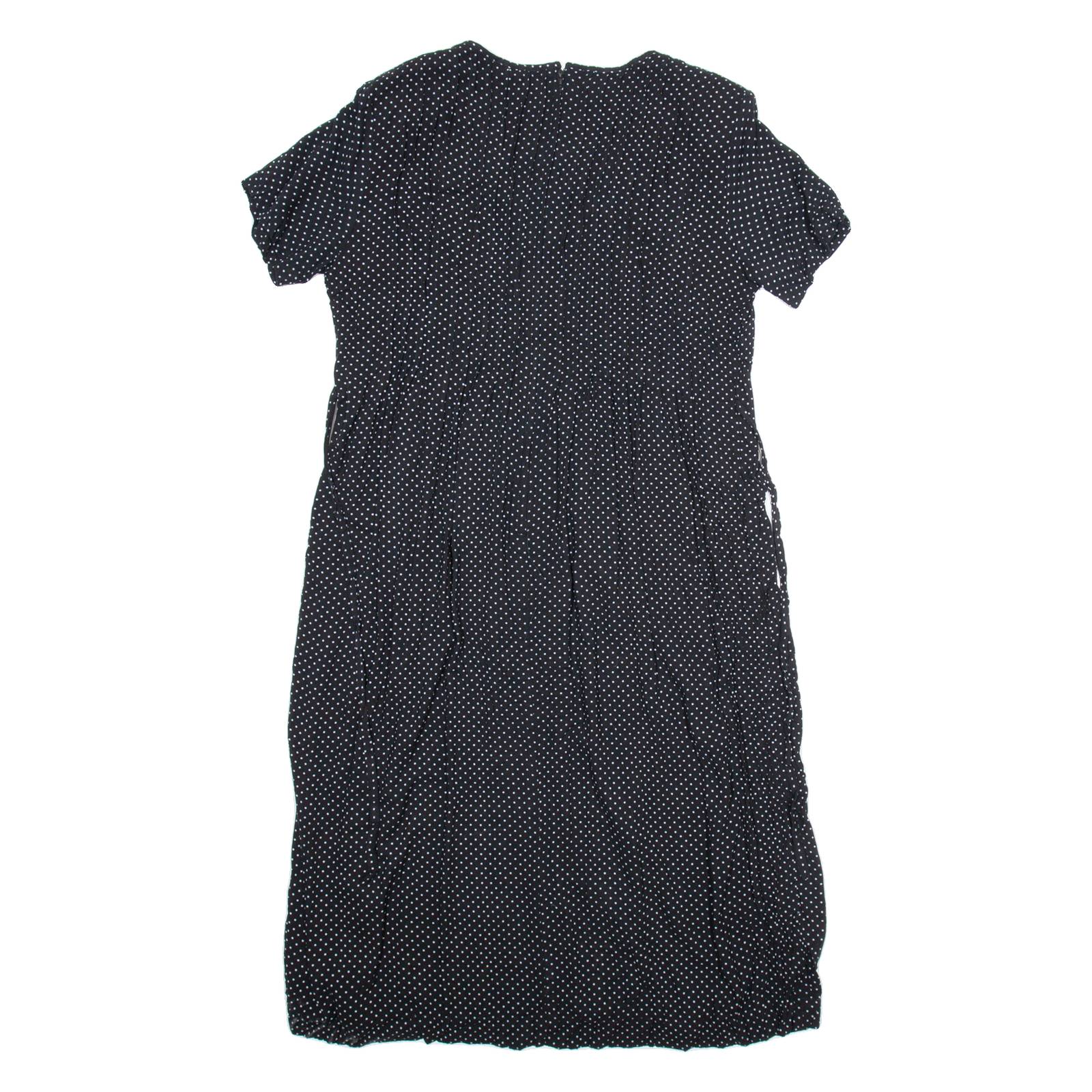 JBS Womens Day Dress Black Spotted Short Sleeve Midi UK 12
