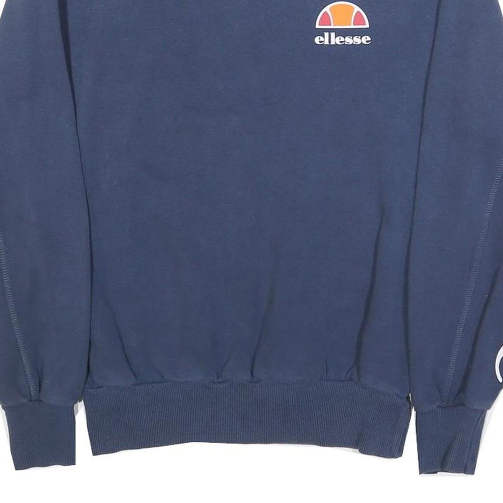 ELLESSE Mens Blue Crew Neck XS Logo Sleeve Sweatshirt Cotton Blend Pullover