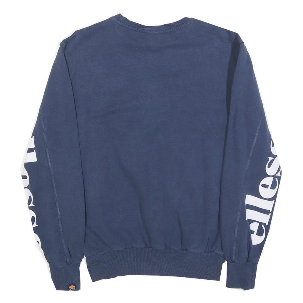 ELLESSE Mens Blue Crew Neck XS Logo Sleeve Sweatshirt Cotton Blend Pullover