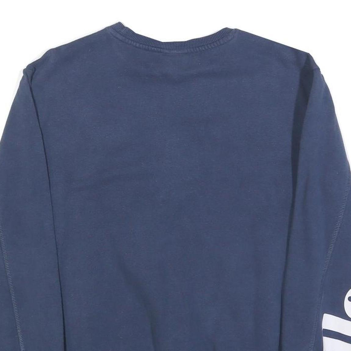 ELLESSE Mens Blue Crew Neck XS Logo Sleeve Sweatshirt Cotton Blend Pullover