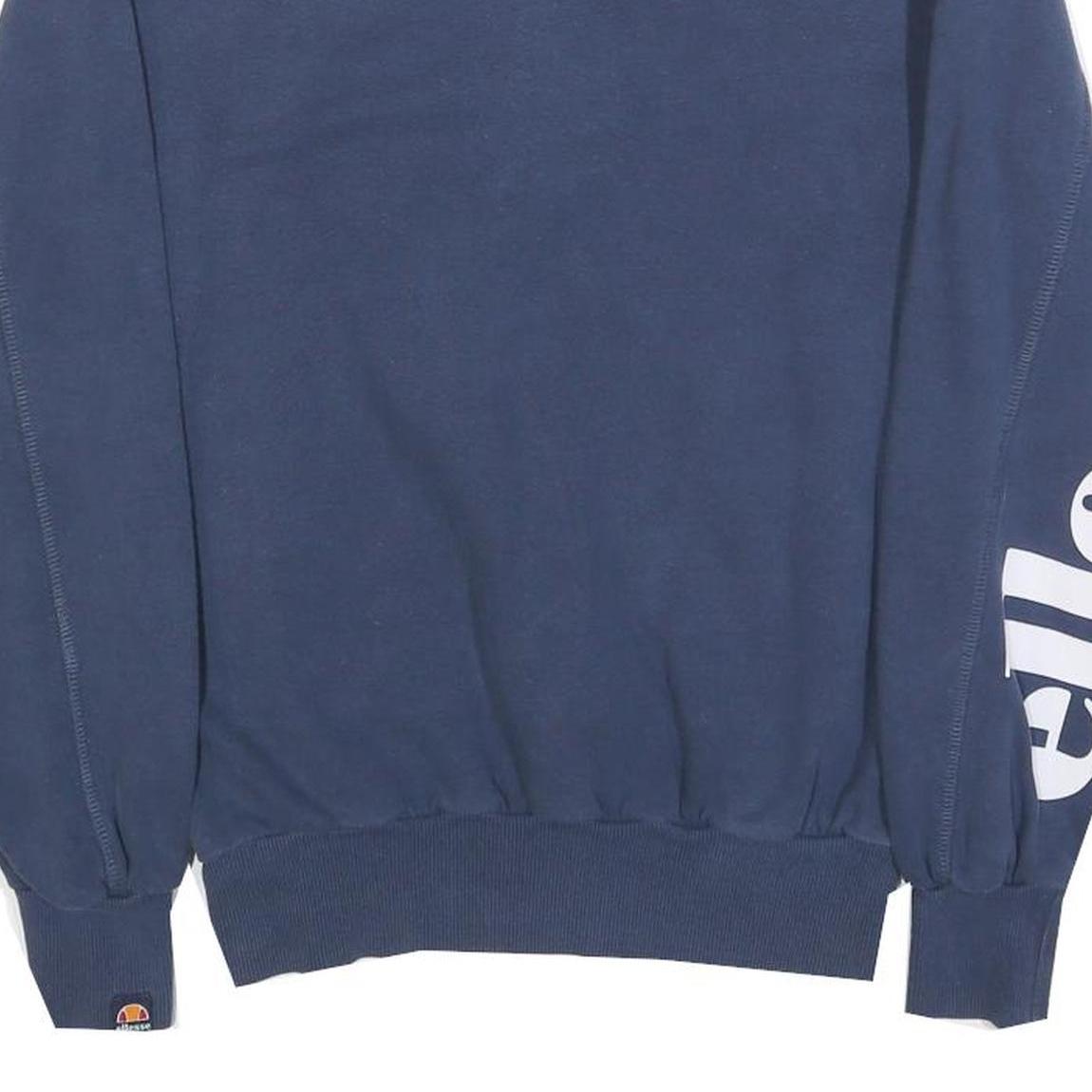 ELLESSE Mens Blue Crew Neck XS Logo Sleeve Sweatshirt Cotton Blend Pullover