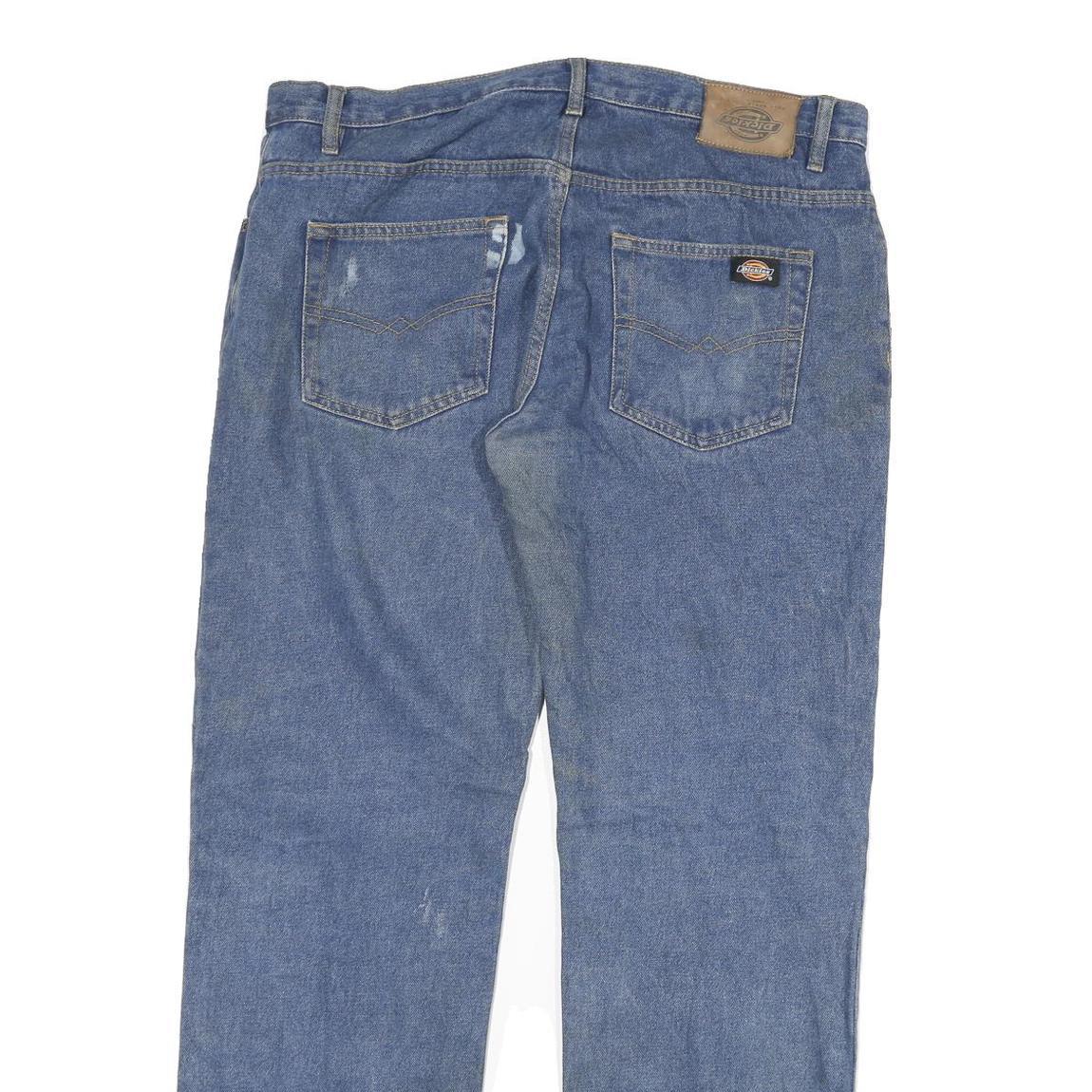 DICKIES Mens Regular Fit Blue Denim Jeans W36 L32 Classic Zip Closure