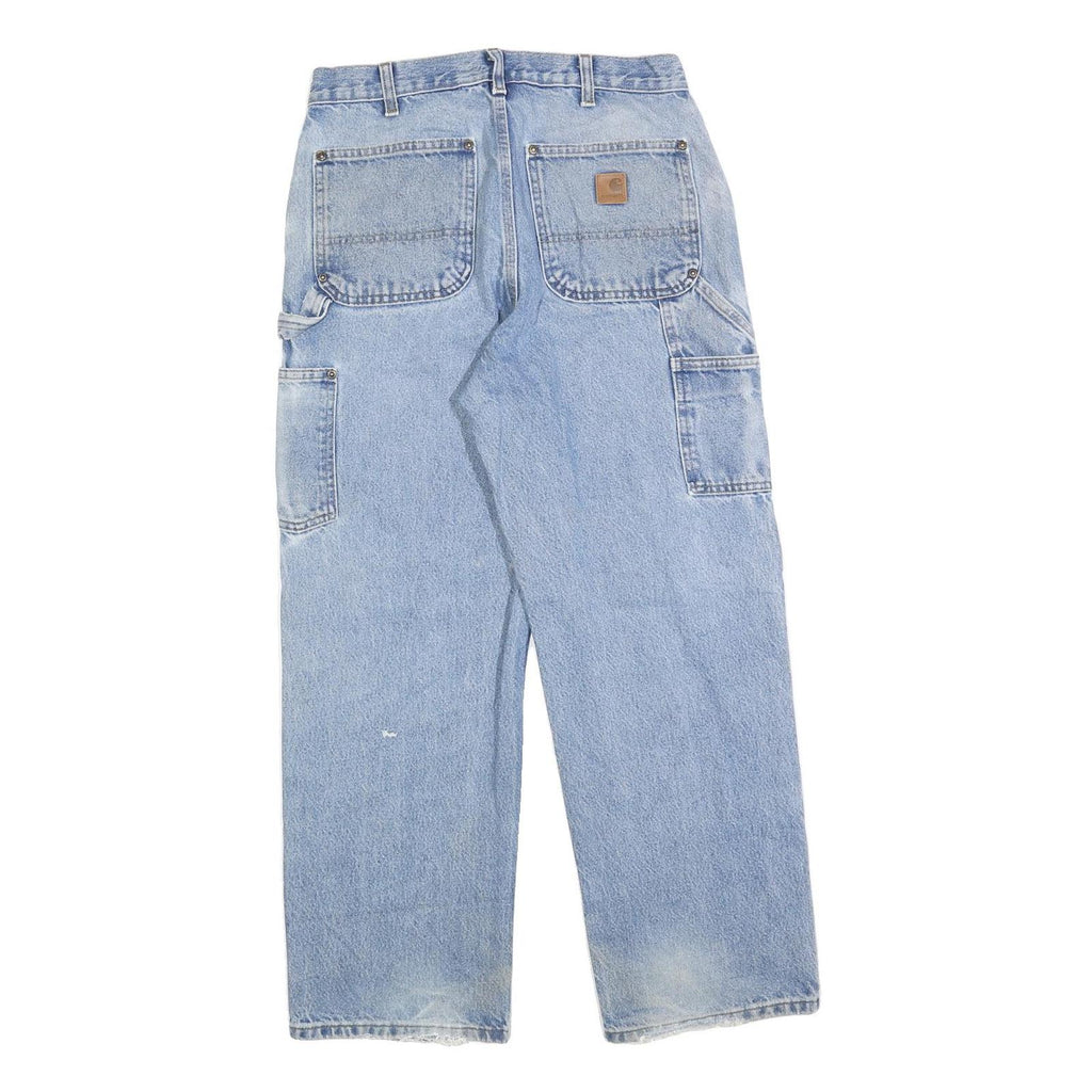 CARHARTT Mens Regular Fit Light Blue Denim Jeans W32 L30 Worker Style Zip