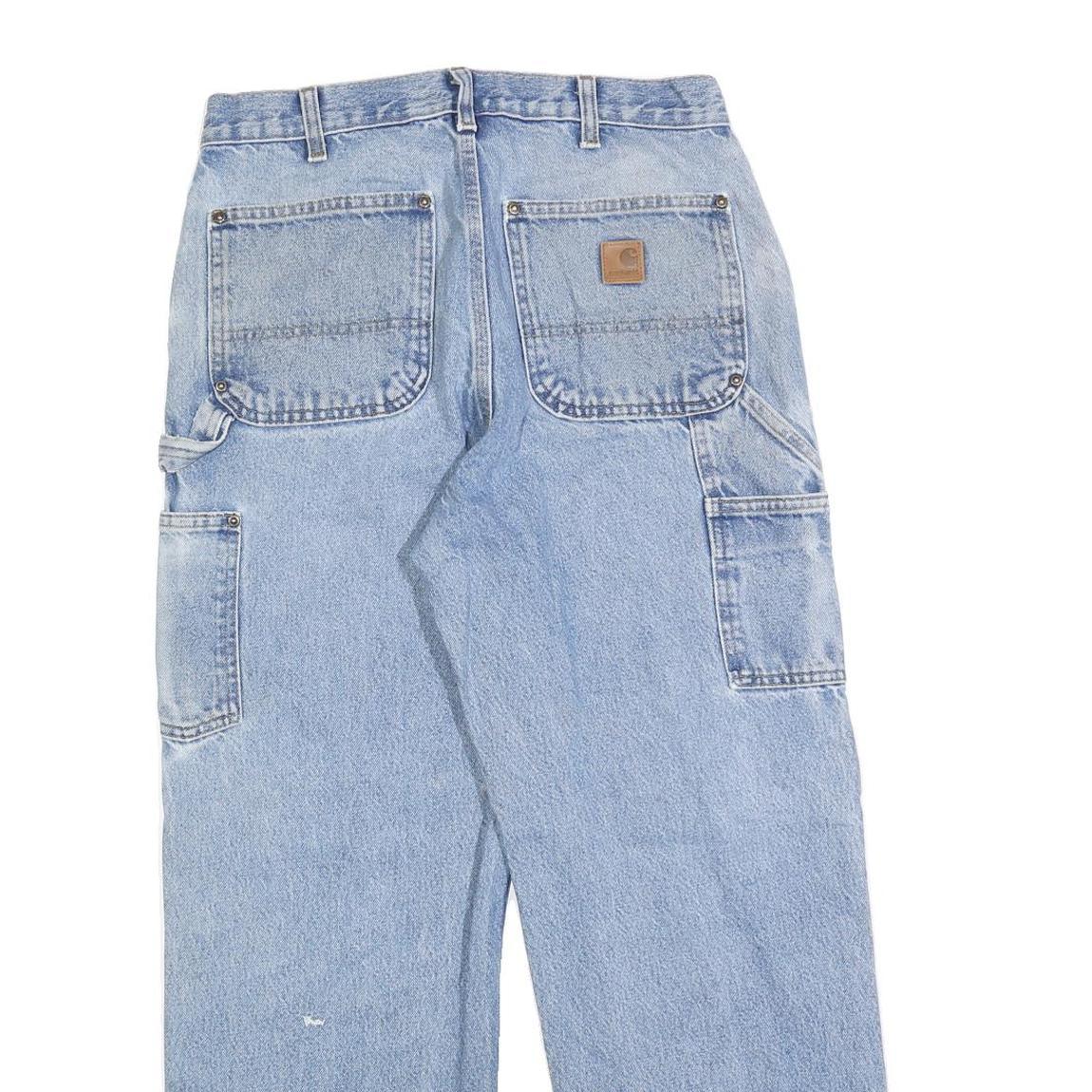 CARHARTT Mens Regular Fit Light Blue Denim Jeans W32 L30 Worker Style Zip