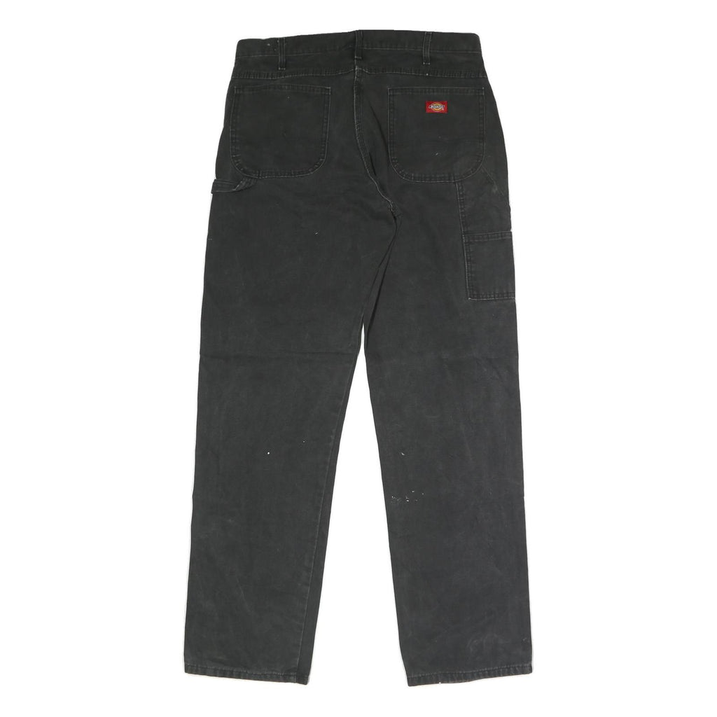 DICKIES Mens Black Regular Straight Denim Jeans W36 L35 Workwear Utility Zip