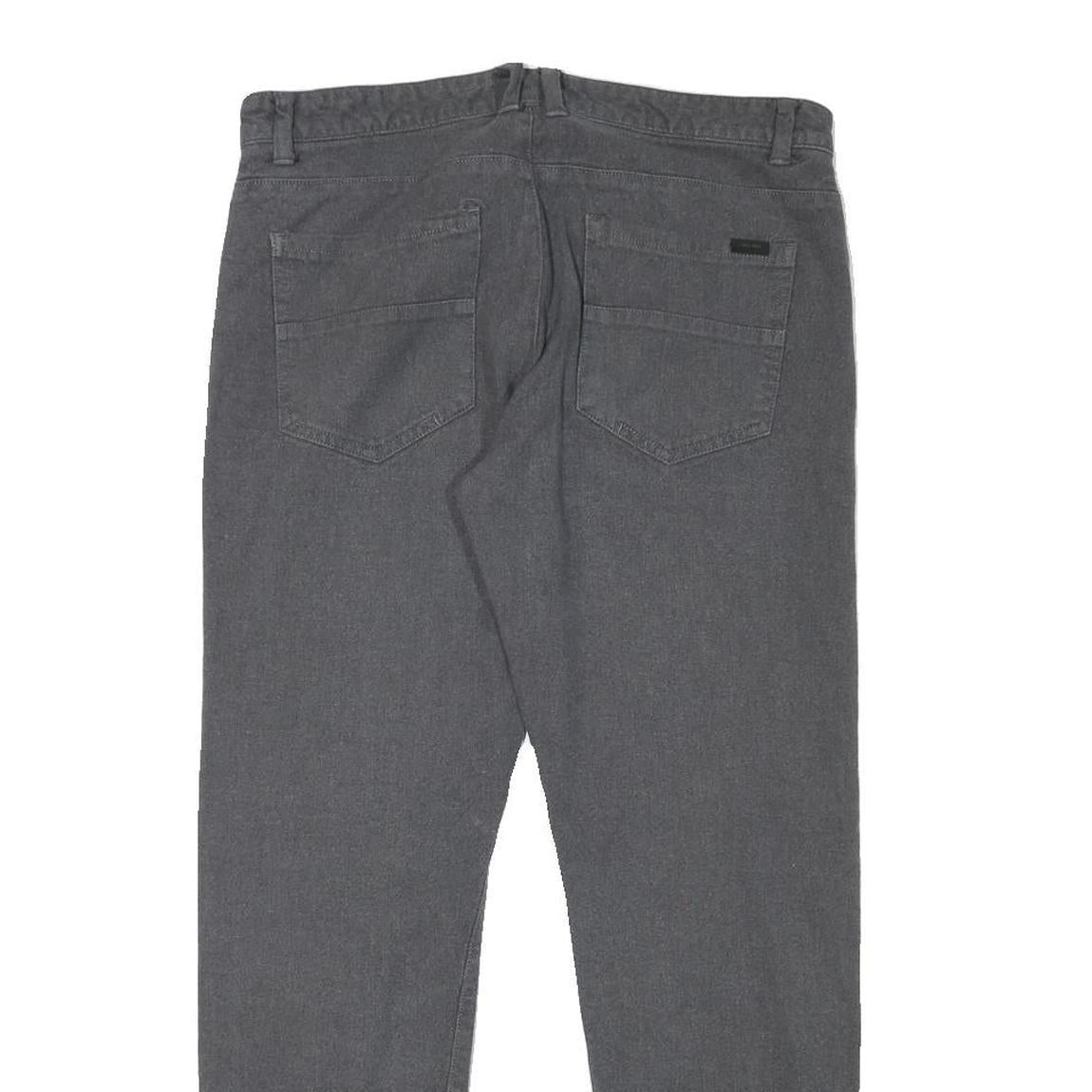 CALVIN KLEIN Mens Cotton Blend Grey Slim Straight Trousers W32 L28 Casual Zip