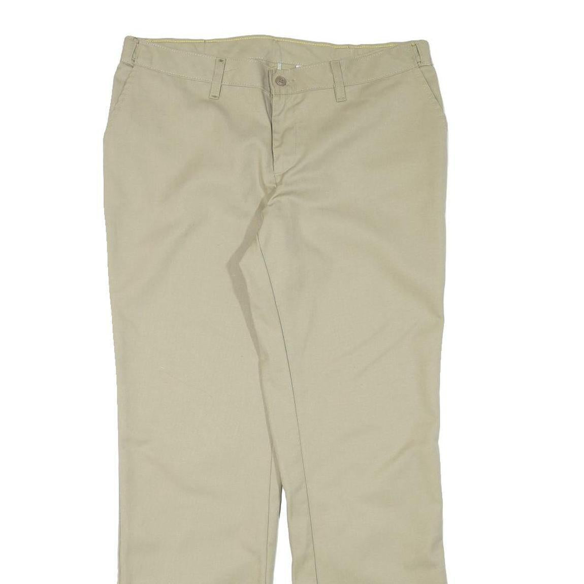 DICKIES Womens Cotton Blend Beige Regular Fit Straight Leg Trousers W34 L31