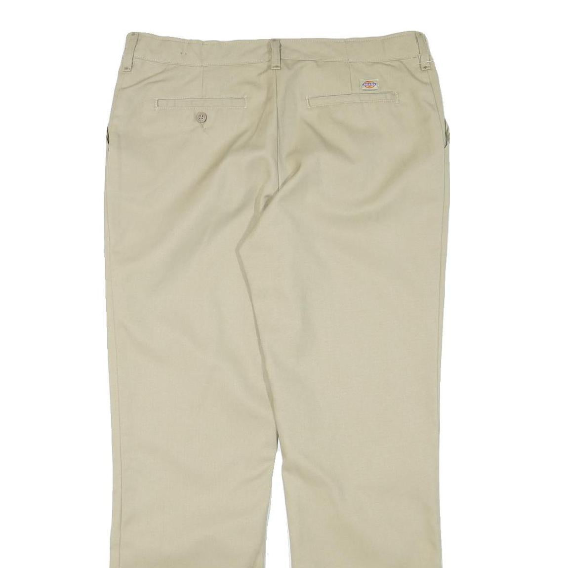 DICKIES Womens Cotton Blend Beige Regular Fit Straight Leg Trousers W34 L31