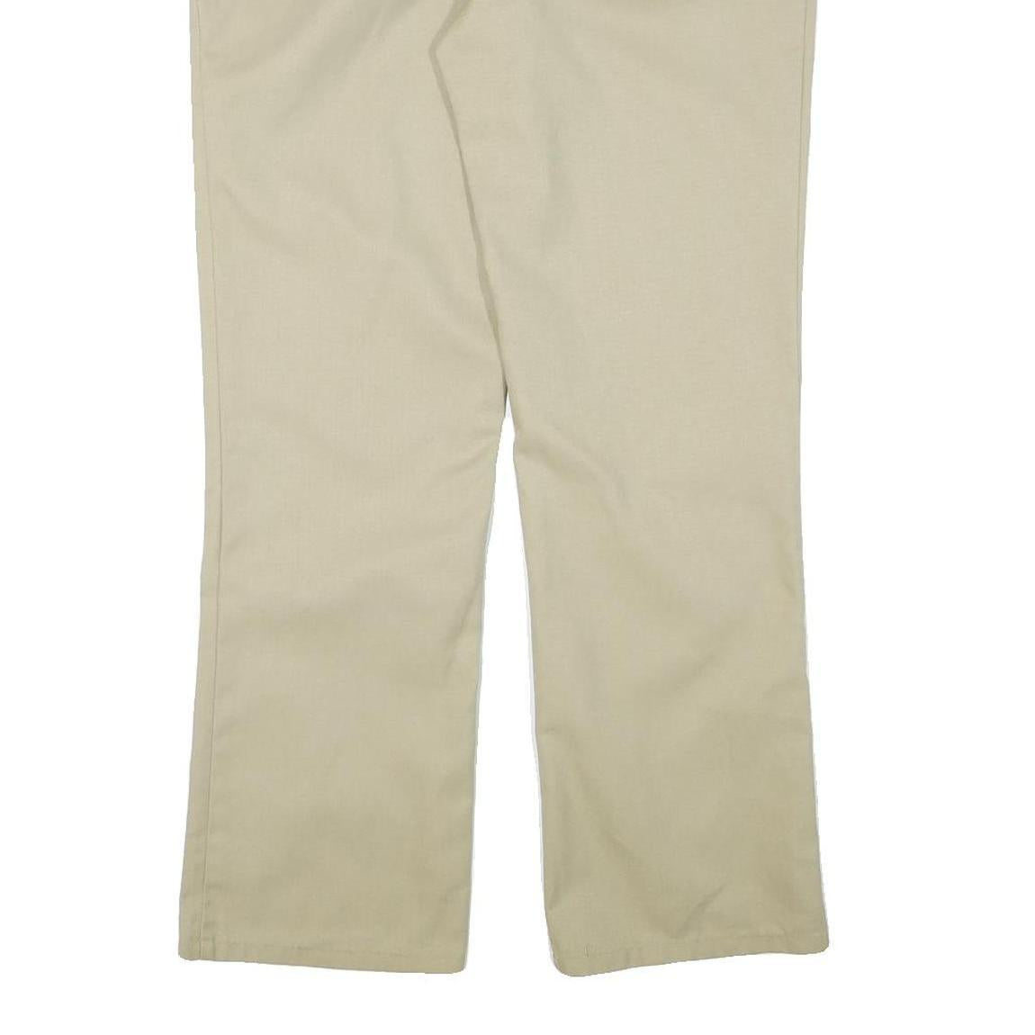 DICKIES Womens Cotton Blend Beige Regular Fit Straight Leg Trousers W34 L31