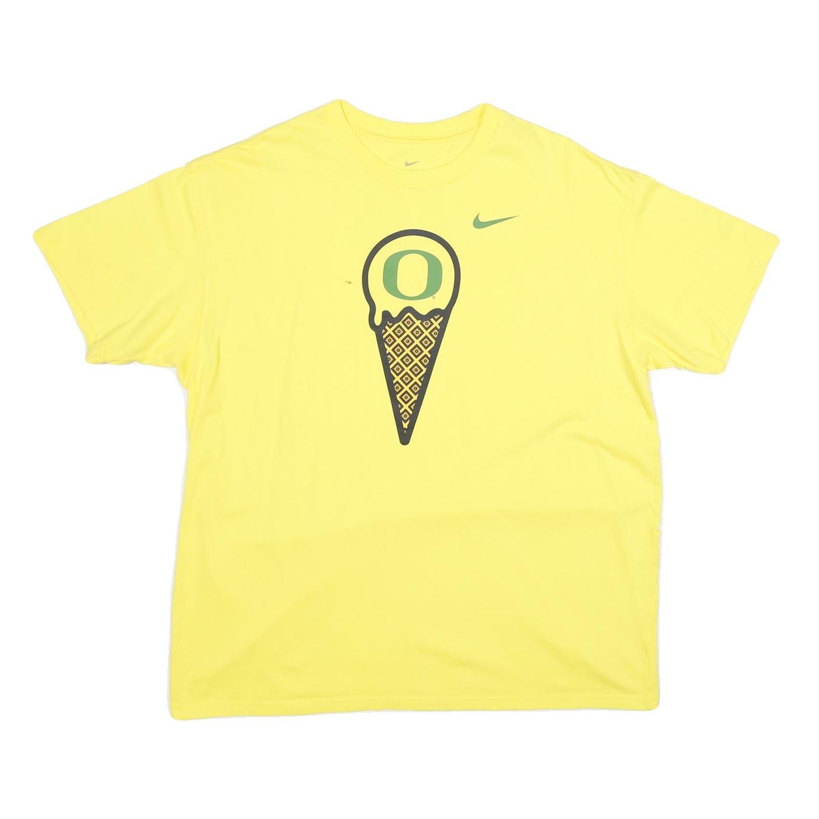 NIKE Mens Yellow Ice Cream Graphic T-Shirt XL Short Sleeve Crew Neck Cotton