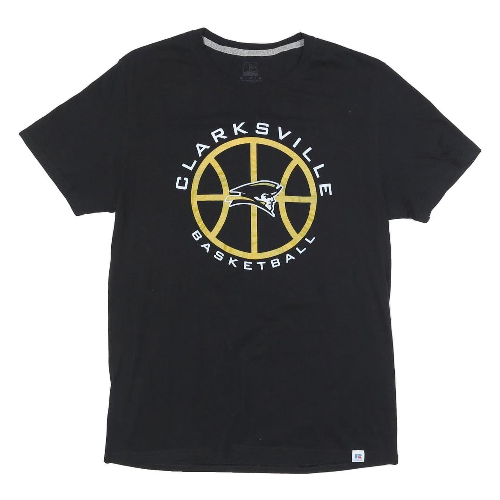 RUSSELL ATHLETIC Mens Black Clarksville Basketball Graphic T-Shirt M Short