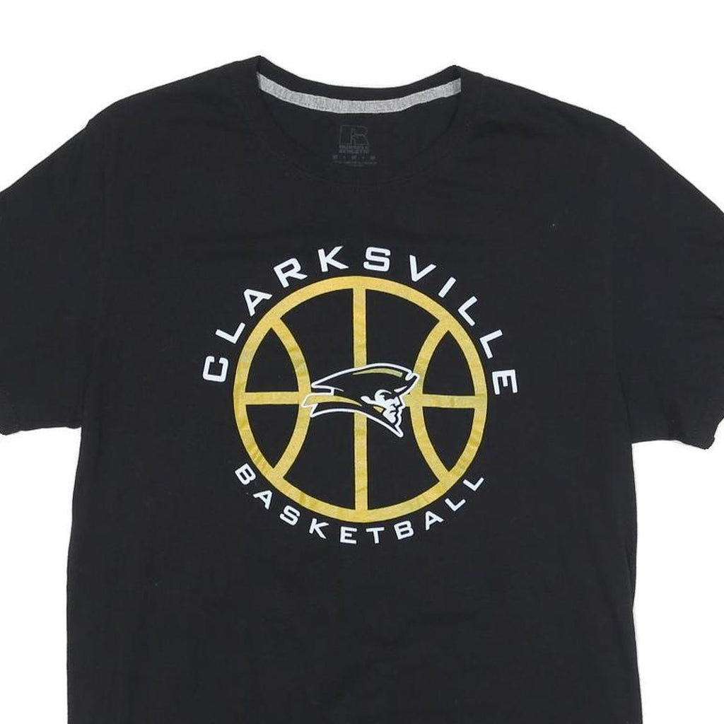 RUSSELL ATHLETIC Mens Black Clarksville Basketball Graphic T-Shirt M Short