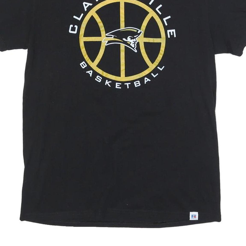 RUSSELL ATHLETIC Mens Black Clarksville Basketball Graphic T-Shirt M Short