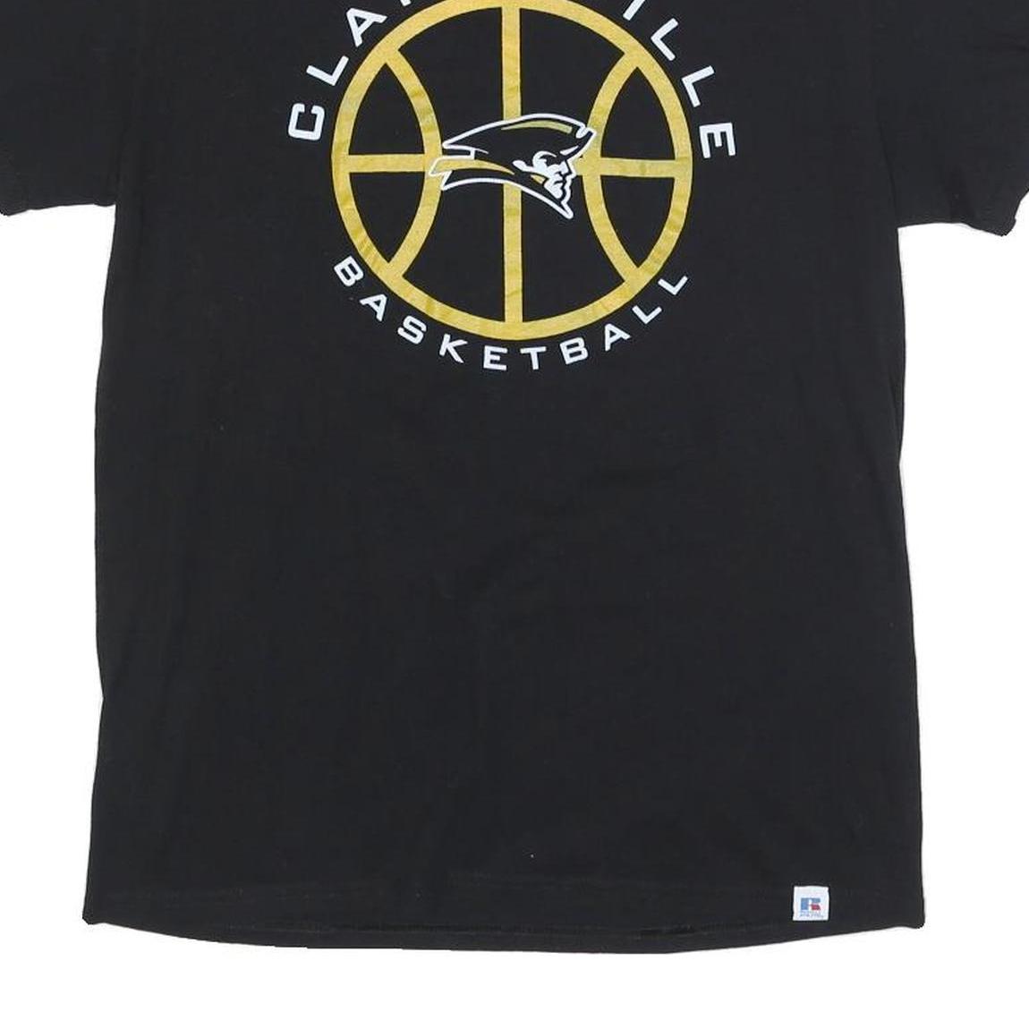 RUSSELL ATHLETIC Mens Black Clarksville Basketball Graphic T-Shirt M Short