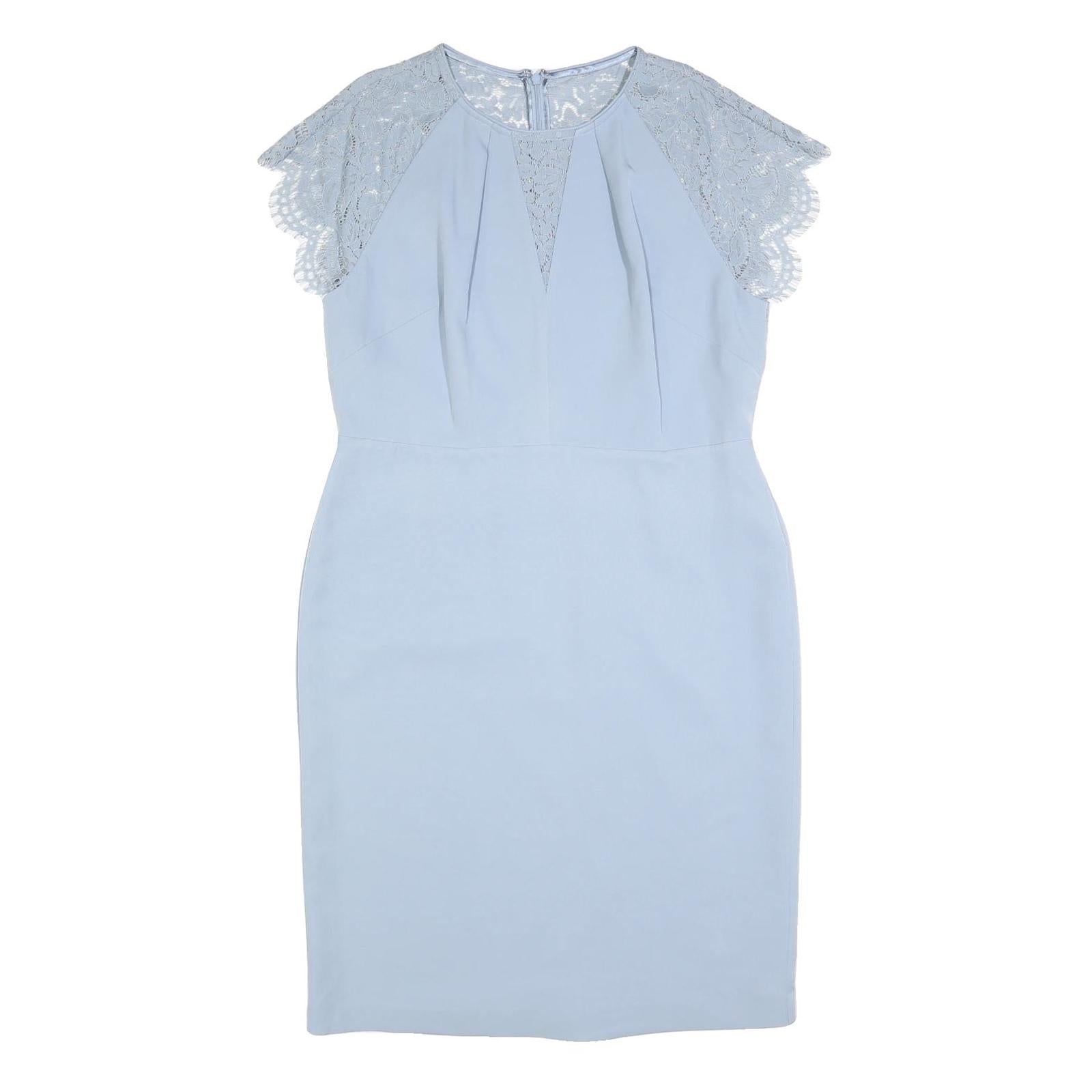 JENNY PACKHAM Womens Light Blue Lace Sleeveless Sheath Polyester Dress UK 16