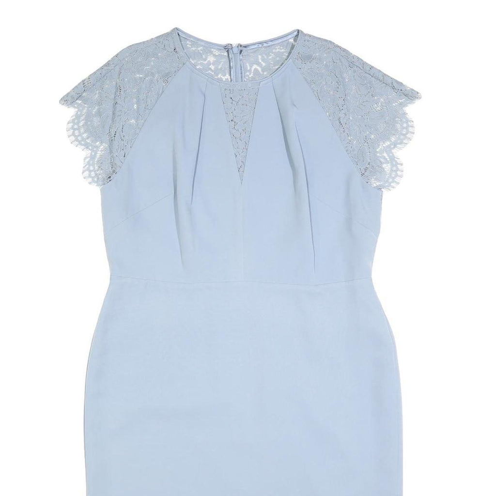 JENNY PACKHAM Womens Light Blue Lace Sleeveless Sheath Polyester Dress UK 16