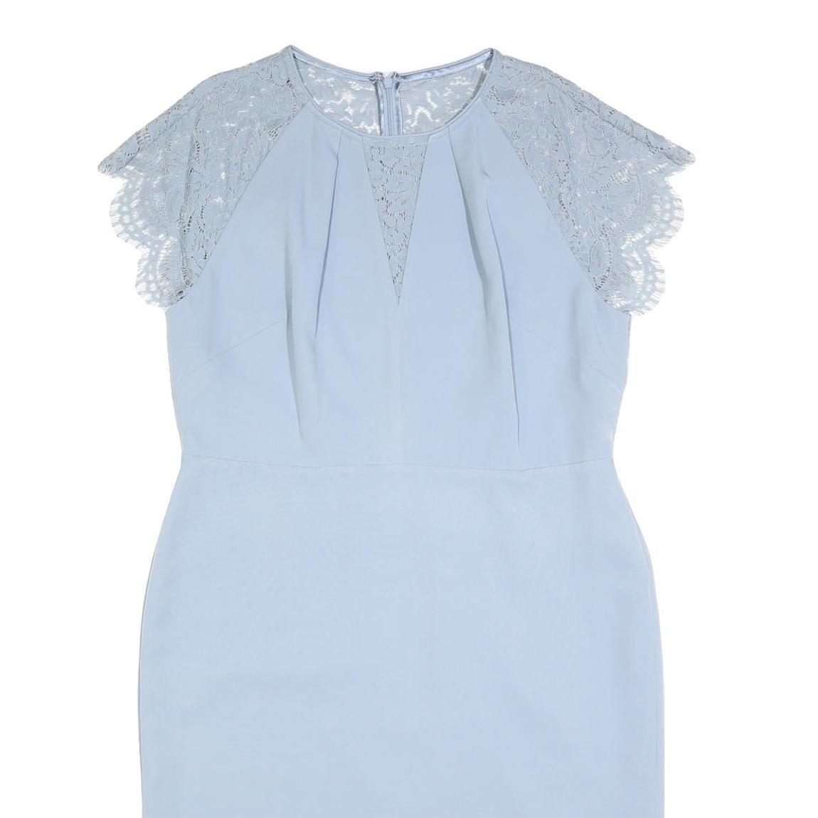 JENNY PACKHAM Womens Light Blue Lace Sleeveless Sheath Polyester Dress UK 16
