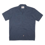 DICKIES Mens Blue Workwear Shirt L Durable Polyester Blend Button Up