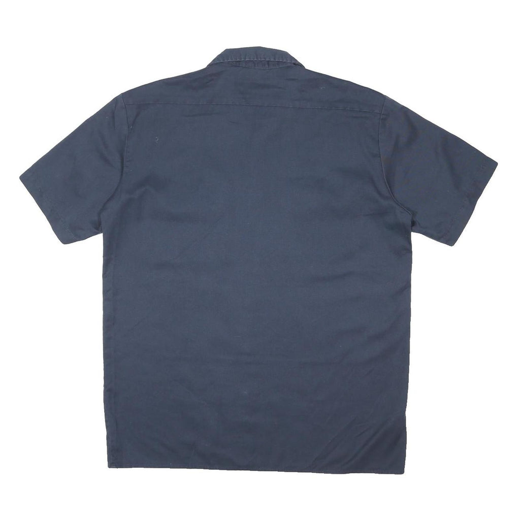 DICKIES Mens Blue Workwear Shirt L Durable Polyester Blend Button Up