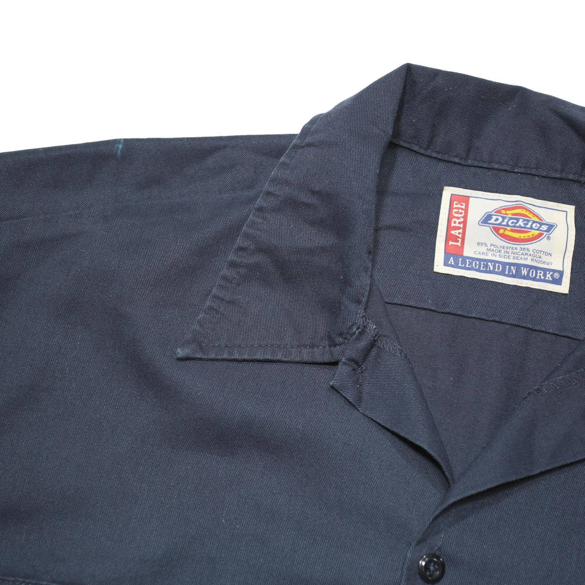 DICKIES Mens Blue Workwear Shirt L Durable Polyester Blend Button Up