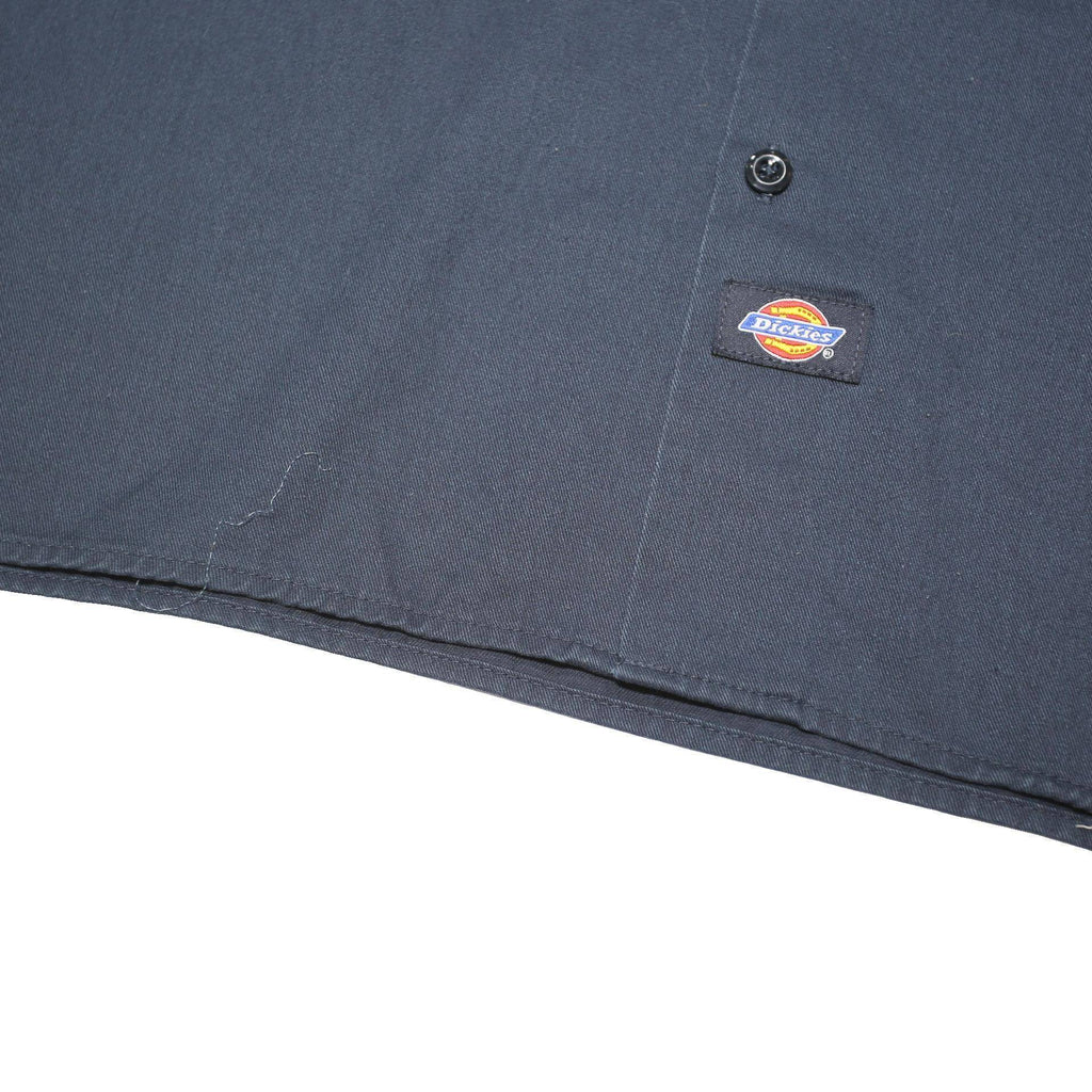 DICKIES Mens Blue Workwear Shirt L Durable Polyester Blend Button Up