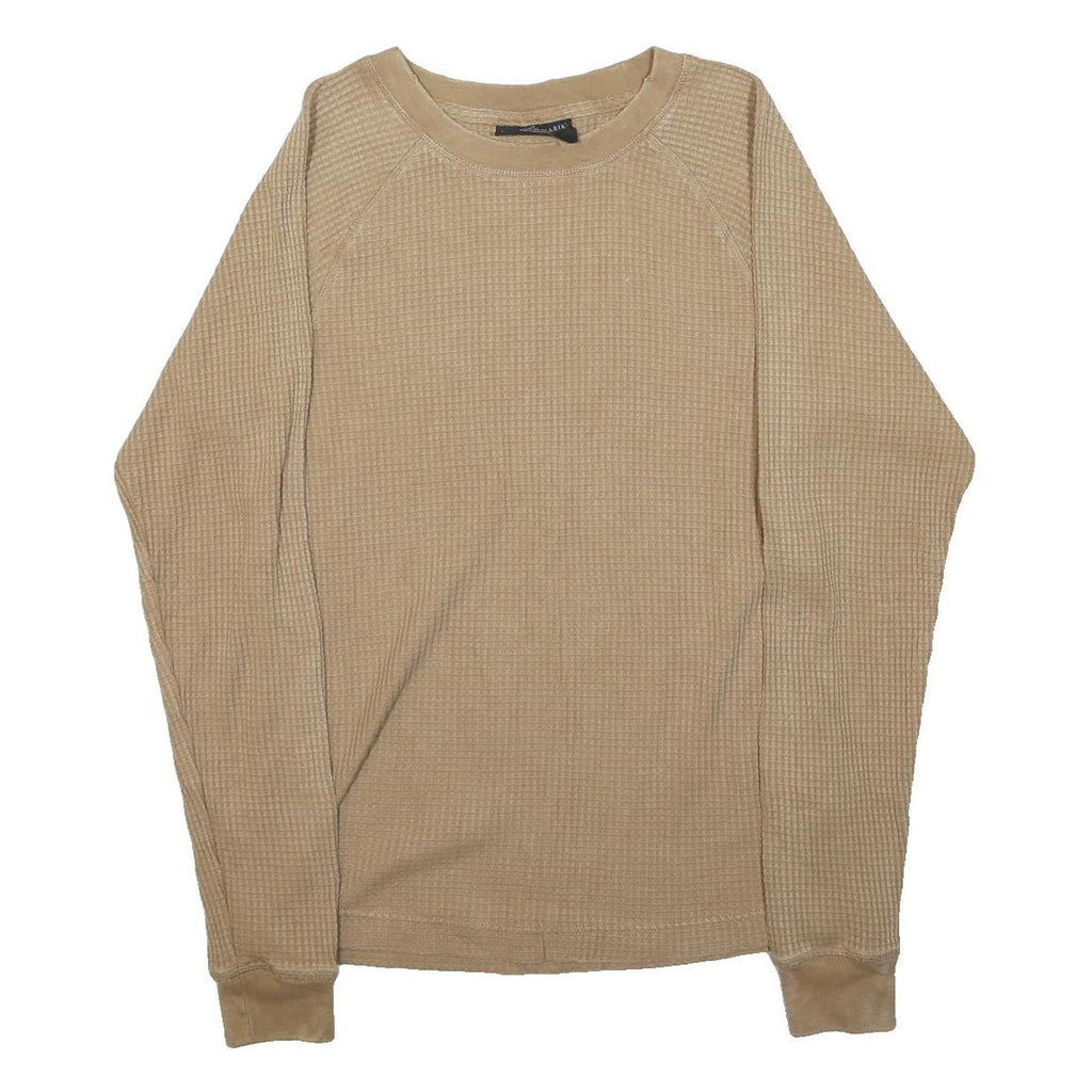 NO BOUNDARIES Mens Beige Plain Crew Neck Basic Knit Jumper XS Cotton Blend