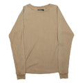 NO BOUNDARIES Mens Beige Plain Crew Neck Basic Knit Jumper XS Cotton Blend