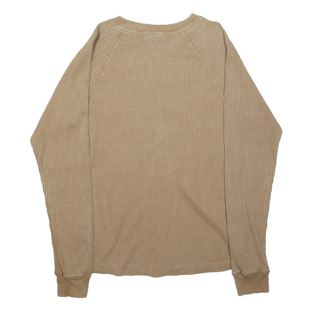 NO BOUNDARIES Mens Beige Plain Crew Neck Basic Knit Jumper XS Cotton Blend