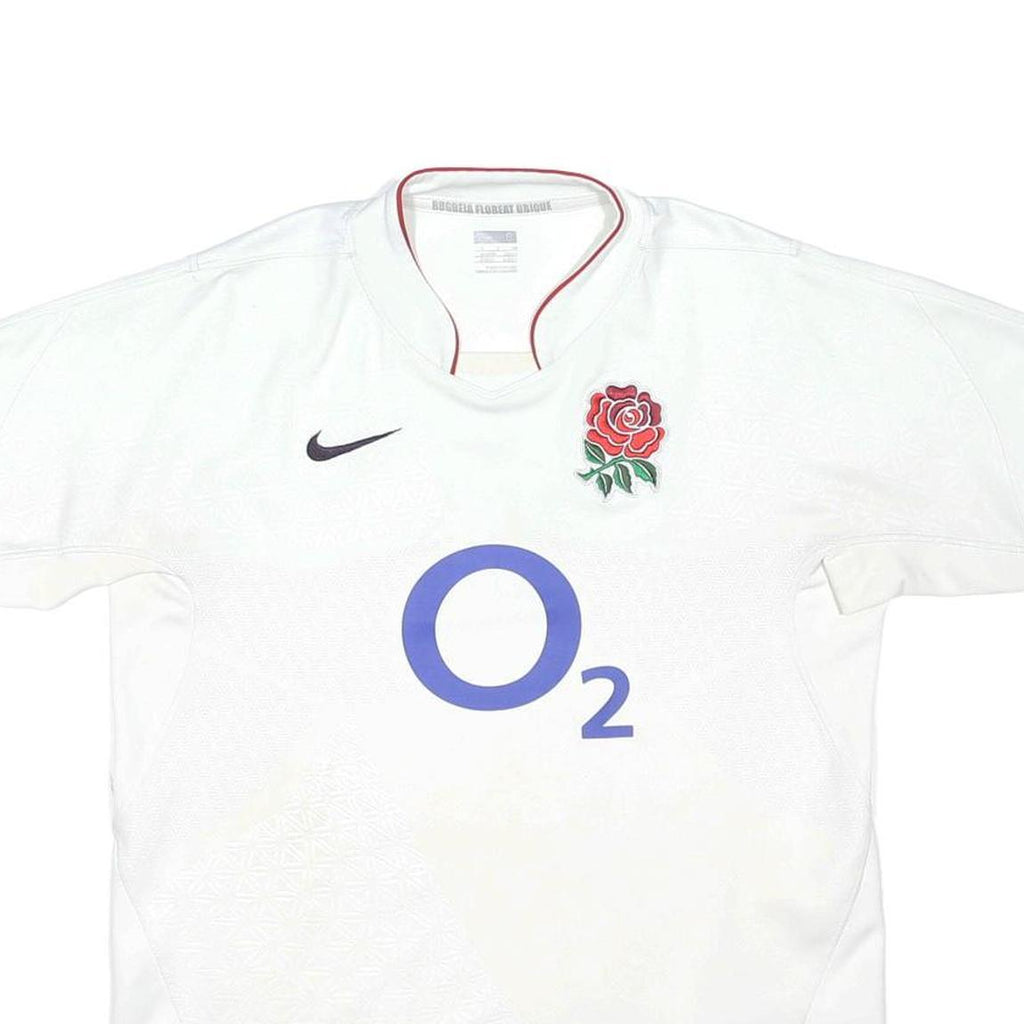 NIKE Mens White England Rugby Rose S Short Sleeve Round Neck Jersey