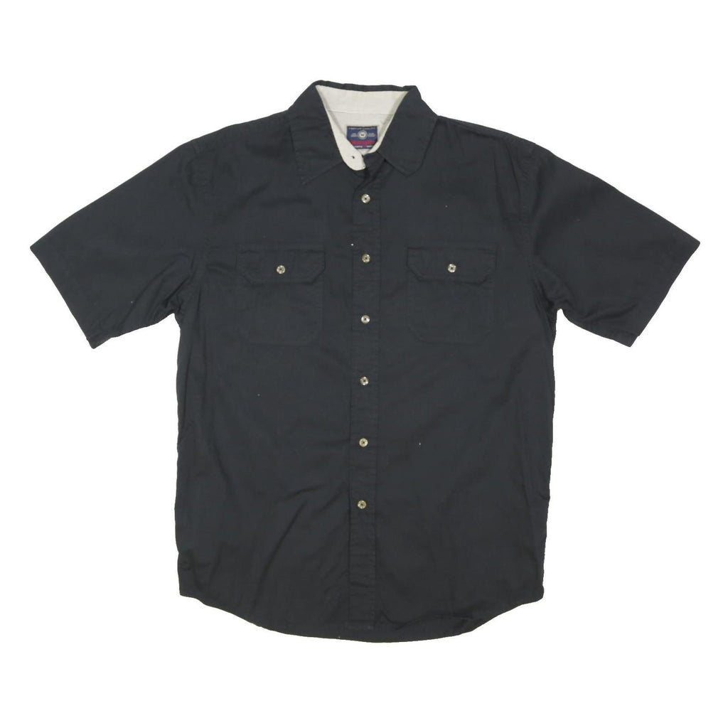 WRANGLER Mens Black & White Short Sleeve Shirt M Cotton Blend Button Casual