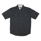 WRANGLER Mens Black & White Short Sleeve Shirt M Cotton Blend Button Casual