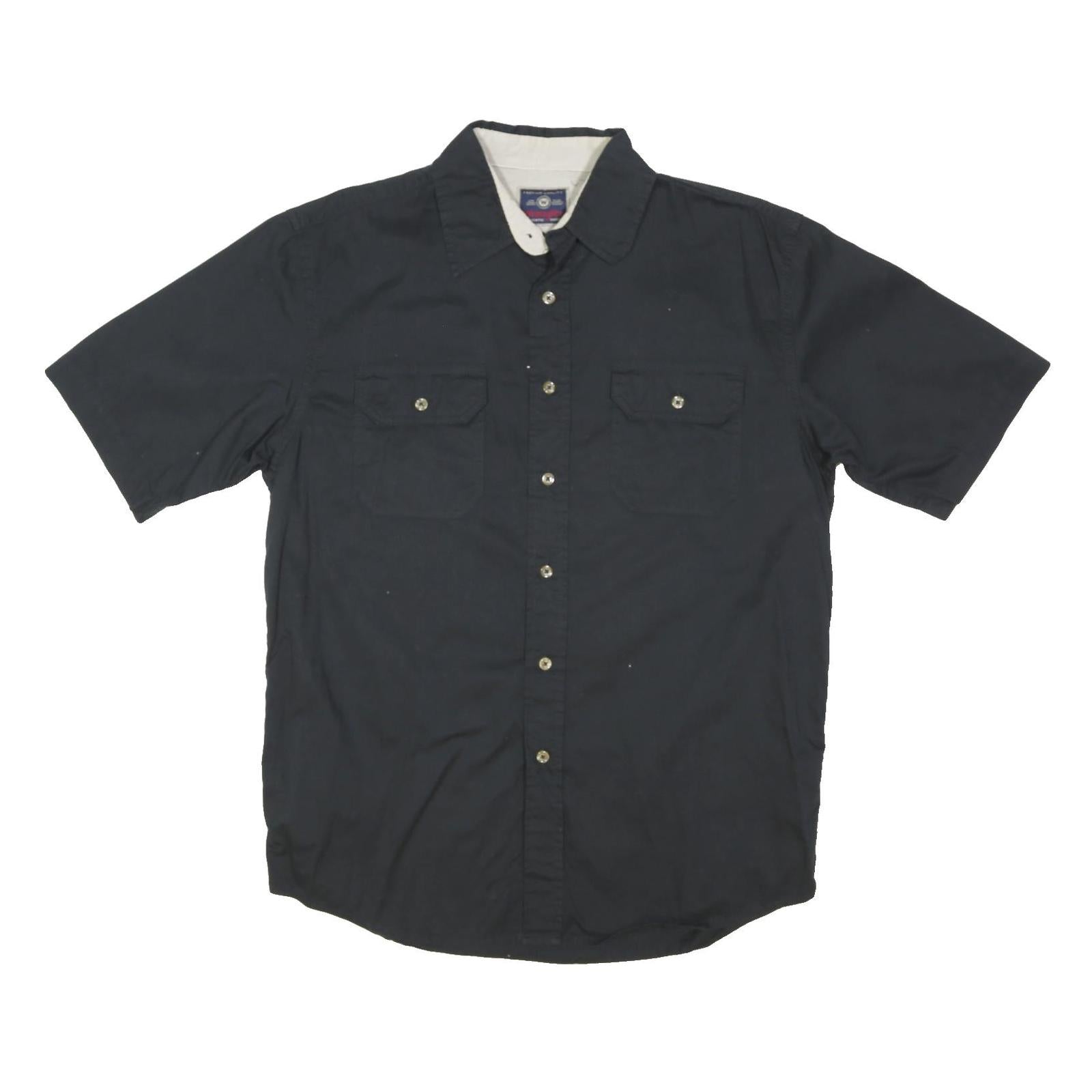 WRANGLER Mens Black & White Short Sleeve Shirt M Cotton Blend Button Casual