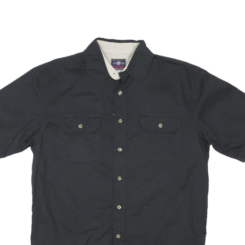 WRANGLER Mens Black & White Short Sleeve Shirt M Cotton Blend Button Casual