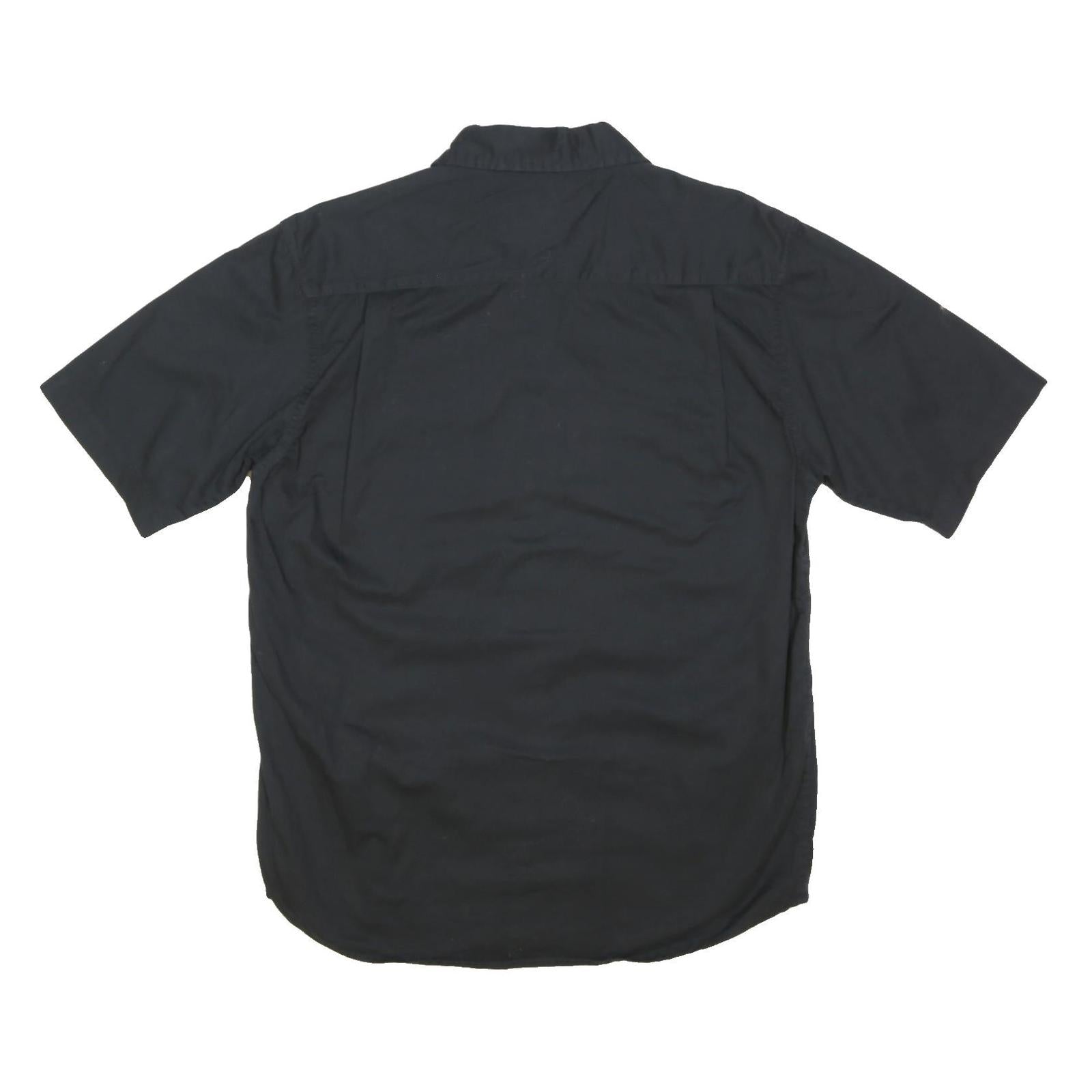 WRANGLER Mens Black & White Short Sleeve Shirt M Cotton Blend Button Casual