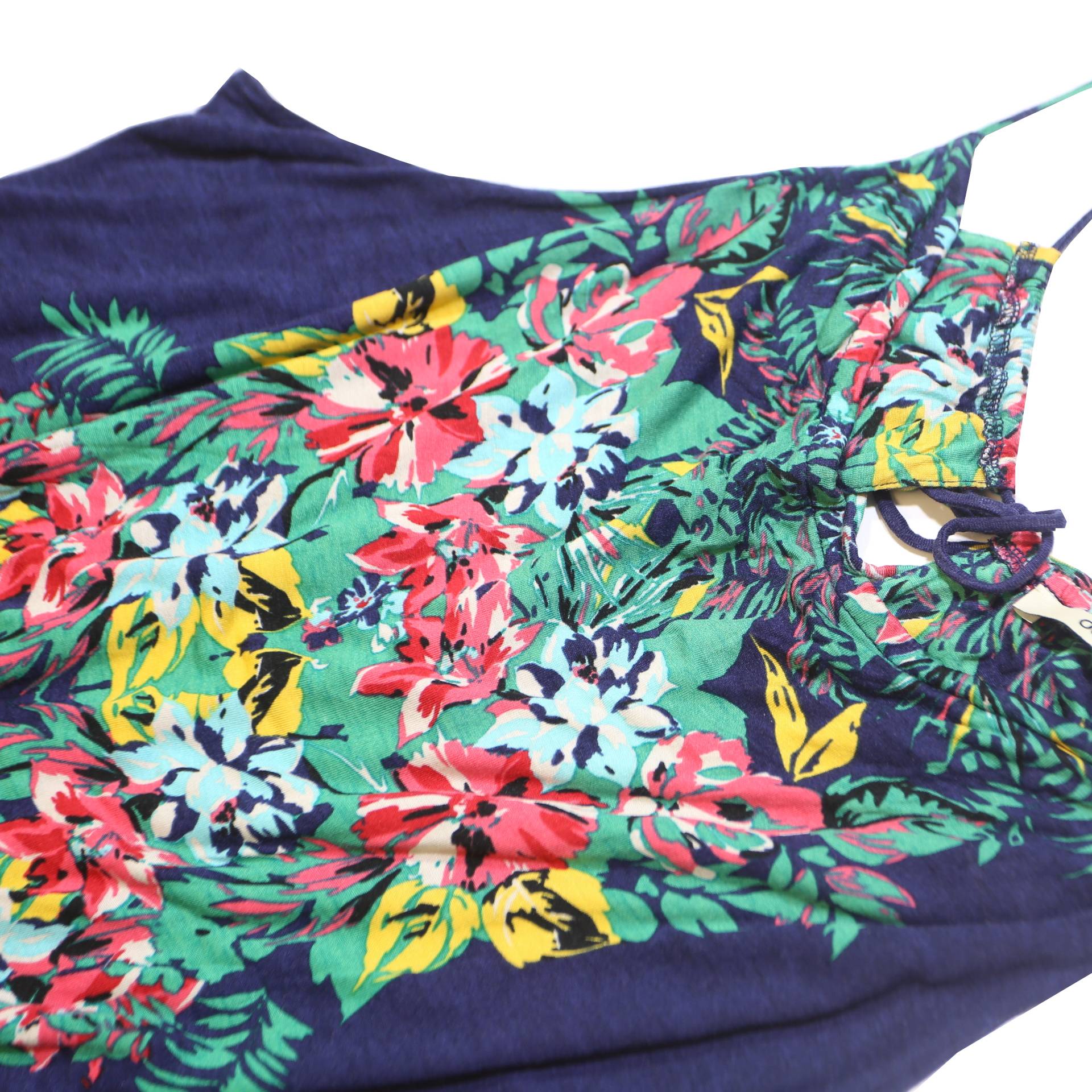 OASIS Womens Blue & Green Red Floral Maxi Dress Cotton Blend Sleeveless UK L