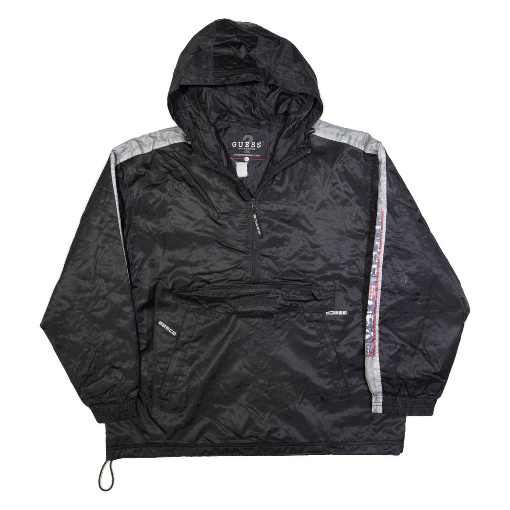 GUESS Mens Anorak Jacket Black Hooded L